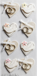 3D Stickers "Wedding White Hearts"