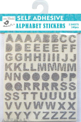 Glitter Alpha Stickers Sliver 136Pc