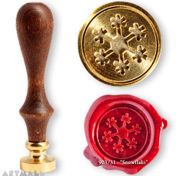 Seal diam 20mm, Snowflake symbol, with wooden handle