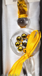 Glass pen yellow color decorated original Swarovski with ink 10cc
