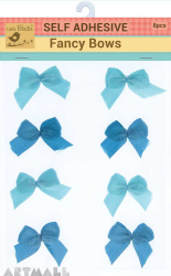 Self Adhesive Fancy Bow Blue 8Pc