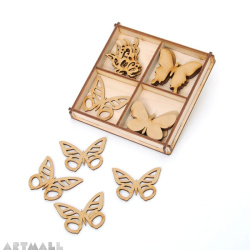 Laser cut wooden shapes MDF set 20pcs - Butterflies