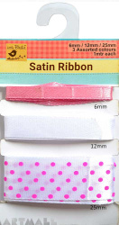 Cream Candy 6mm,12mm,25mm Pink 3Mtr
