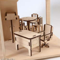 3D wooden puzzle - dollhouse with furniture