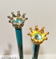 Ballpen decorative Crown, with swarovski Aqua Marine color