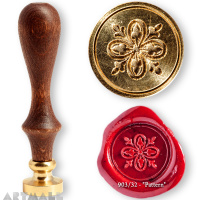 Seal diam 20mm, Pattern symbol, with wooden handle