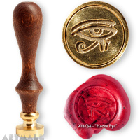 Seal diam 20mm, HORUS Eye symbol, with wooden handle