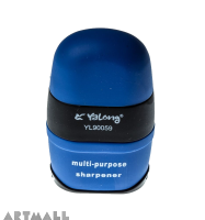 90059- Sharpener & Eraser - Oval multi purpose, Blue, size: 7 cm
