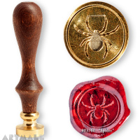 Seal diam 20mm, Spider symbol, with wooden handle