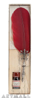 Old fashion: Bordo quill, decorated nibholder, metal cut nib & 10cc bordeaux  ink