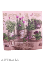 Paper napkins for decoupage printed "Garden flowers", 20 pcs. 33x33 cm.