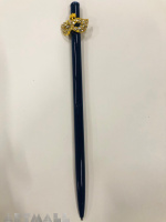 Ballpen 16 cm, with decorative mask, original Swarovski on top of the pen, sapphire color