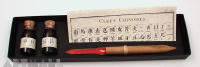 Traditional Oriental writing kit in carton gift box. Content: 2 ink bottles cc 10, 1 bamboo cut writ