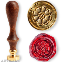 Flower symbol, with wooden handle, with a blister