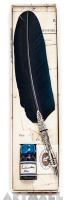 Old fashion: Blue quill, decorated nibholder, metal cut nib & 10cc blue ink
