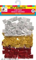 Glitter Foam Squqres White,Yellow, Red 150Pc