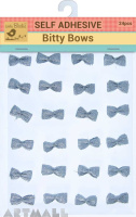 Self Adhesive Bitty Bow Siliver 24Pc