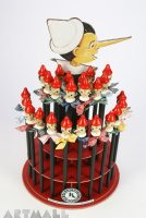 Display "Pinocchio" with pencils decorateb by Swarovsky Crystal, 24 pencils