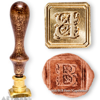 Square seal - B - "Capolettera" with wooden handle