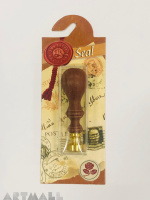 Seal diam 20mm, Rose symbol, with wooden handle, With Blister.