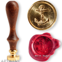 Seal diam 20mm, Anchor symbol, with wooden handle
