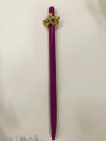 Ballpen 16 cm, with decorative mask, original Swarovski on top of the pen, fuchsia color