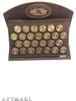 Display 26 seals diam 18mm initial Times, with brass handle