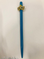 Ballpen 16 cm, with decorative mask, original Swarovski on top of the pen, blue zircon color