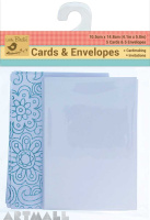 Plain white Cards & Blue Printed Envelops 10Pc