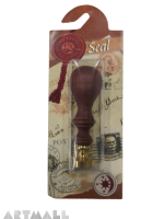 Seal diam 20mm, Kingdom symbol, with wooden handle, With Blister.