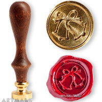 Seal diam 20mm, Bells symbol, with wooden handle