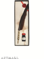 Gift set quill with metal nib holder and ink 10cc