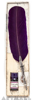 Old fashion: Purple quill, decorated nibholder, metal cut nib & 10cc violet ink