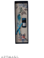 glass pen flower design in gift box with ink 10cc. 