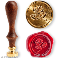 Rose symbol, with wooden handle, with a blister