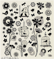 Stickers "Black & White Flowers"