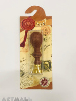 Seal diam 20mm, Flower symbol, with wooden handle, With Blister.