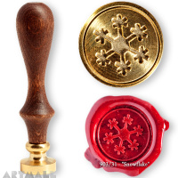 Seal diam 20mm, Snowflake symbol, with wooden handle