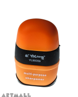 90059- Sharpener & Eraser - Oval multi purpose, Orange, size: 7 cm