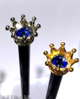 Ballpen decorative Crown, with swarovski Sapphire color