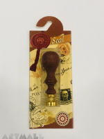 Seal diam 20mm, Sun symbol, with wooden handle, With Blister.